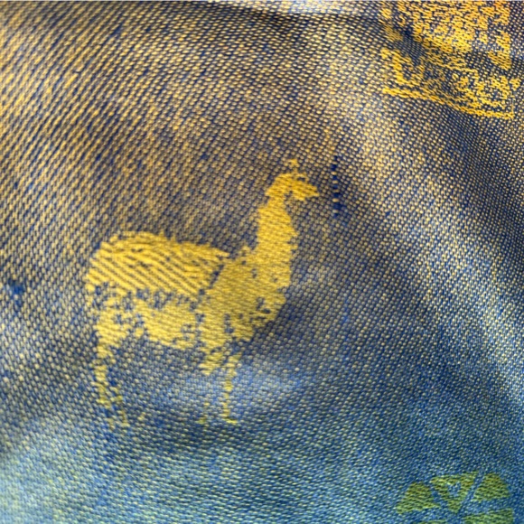 NWT Chilean Alpaca 100% Pashmina. Blue, Purple, Gold W/shades of pink & green. - Picture 8 of 13